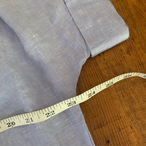 J Crew Baird McNutt 100% Irish Linen Chambray Blue Short Sleeve Shirtdress Sz M - Picture 7 of 13